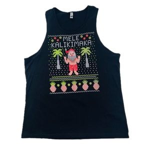 Next Level Mele Kalikimaka (Merry Christmas) Santa Black Tank Men's Size XL